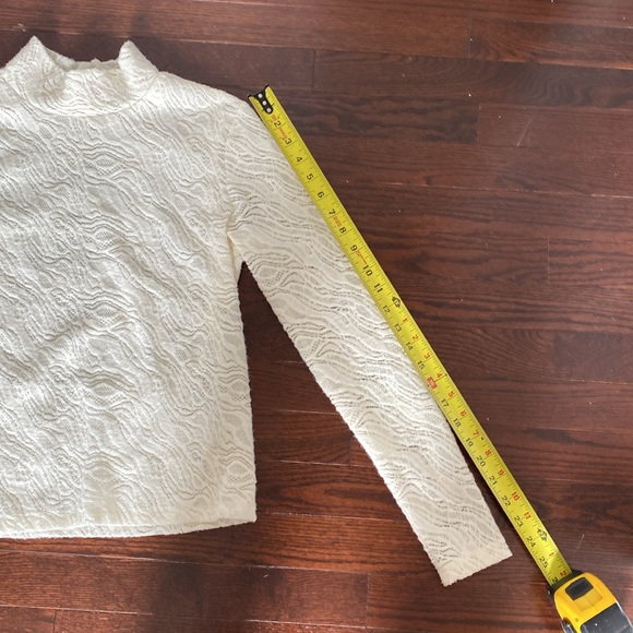 Anthropologie Lace Ivory Long Sleeve Mock Neck, Women’s Small - Picture 7 of 12